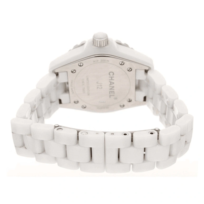 CHANEL,J12 33mm,33mm,Stainless Steel,Ceramic,White,Automatic,Sapphire,Crystal Glass,Round,H4863