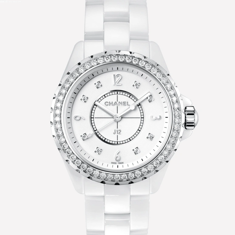 CHANEL,J12 33mm,33mm,Stainless Steel,Ceramic,White,Quartz,Sapphire,Crystal Glass,Round,H4190
