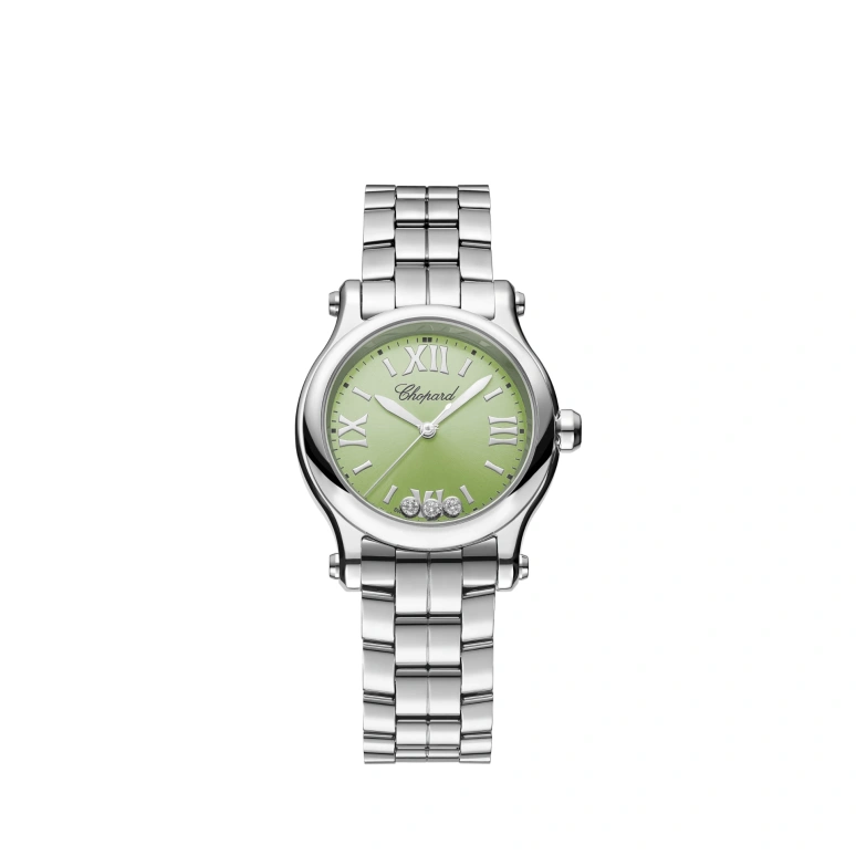 Chopard,Happy Sport 30mm,30mm,Stainless Steel,Green,Quartz,Sapphire,Crystal Glass,Round,278590,278590-3013