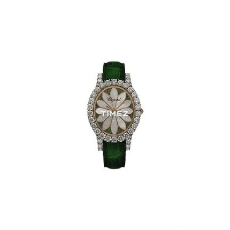 Chopard,L'HEURE DU DIAMANT 40mm,40mm,Rose Gold,White,Green,Quartz,Sapphire,Oval,139383,139383-5031