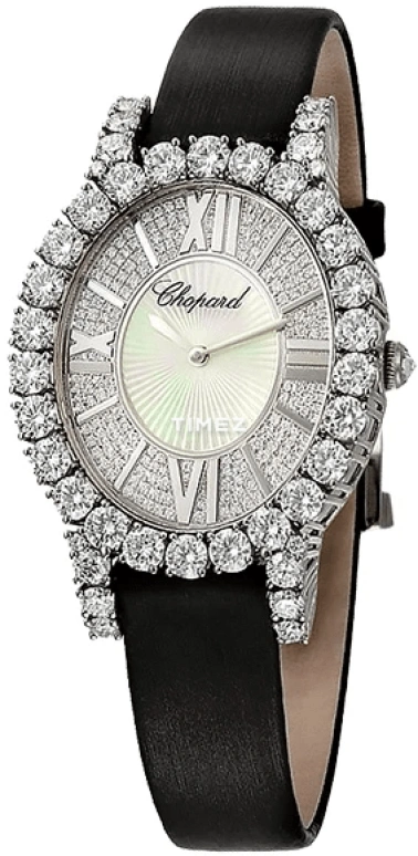 Chopard,Happy Diamonds 40x34.10mm,40x34.10mm,White Gold,White,Quartz,Sapphire,Crystal Glass,Oval,139383,139383-1001