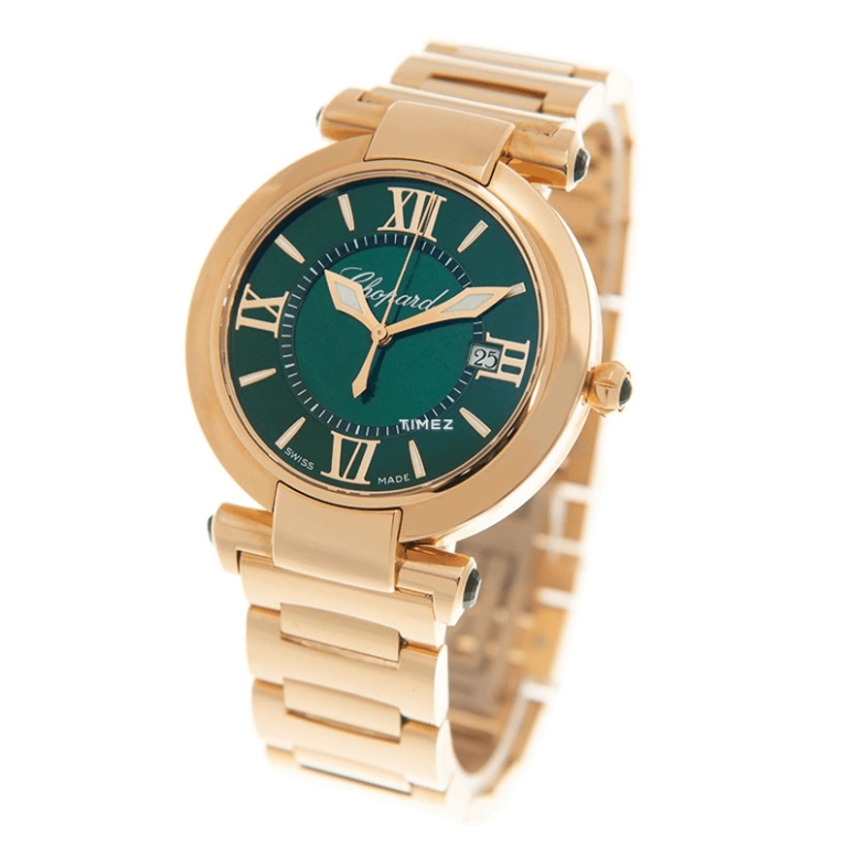 Chopard,IMPERIALE 36mm,36mm,Rose Gold,Green,Quartz,Day,Sapphire,Crystal Glass,384221,384221-5014