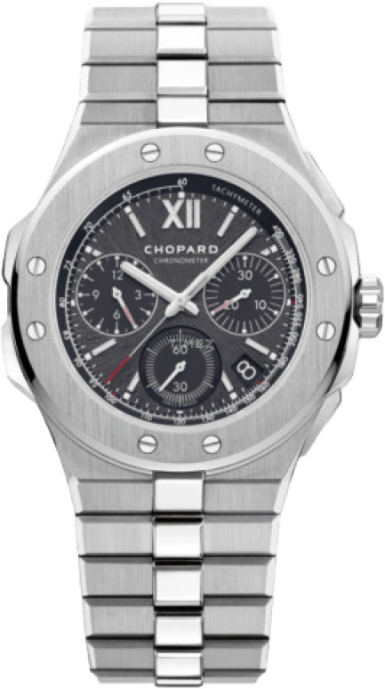 Chopard,Alpine Eagle 44mm,44mm,Stainless Steel,Black,Automatic,Chronograph,Date,Column Wheel,298609,298609-3002