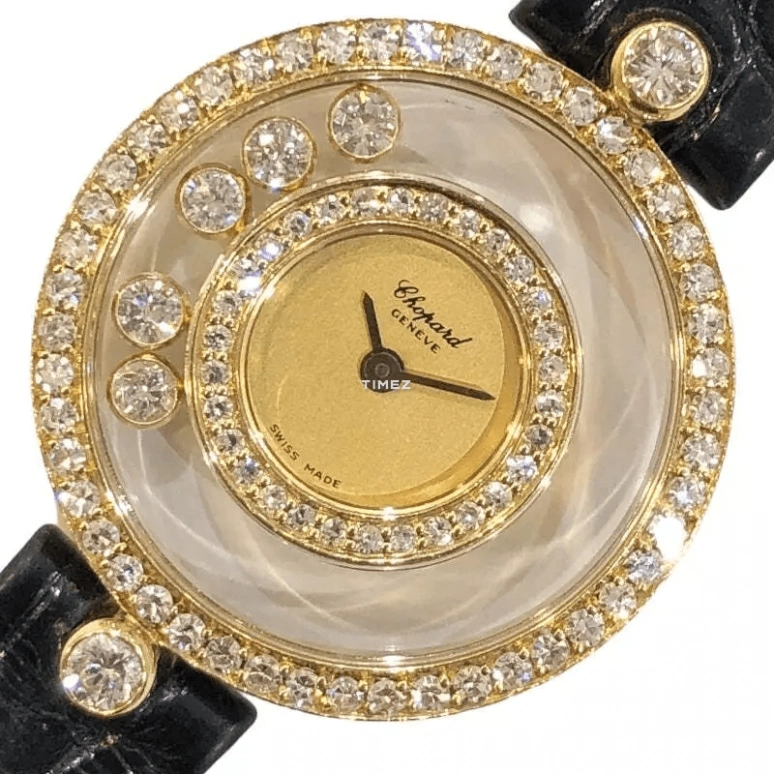 Chopard,Happy Diamonds 24mm,24mm,Yellow Gold,Champagne,Quartz,Sapphire,Round,20,20/3957 Gold