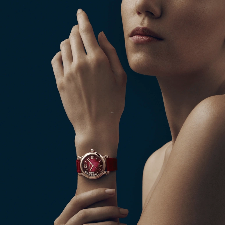 Chopard,Happy Sport 33mm,33mm,Rose Gold,White,Red,Automatic,42hours,In-house Caliber,275378,275378-5005