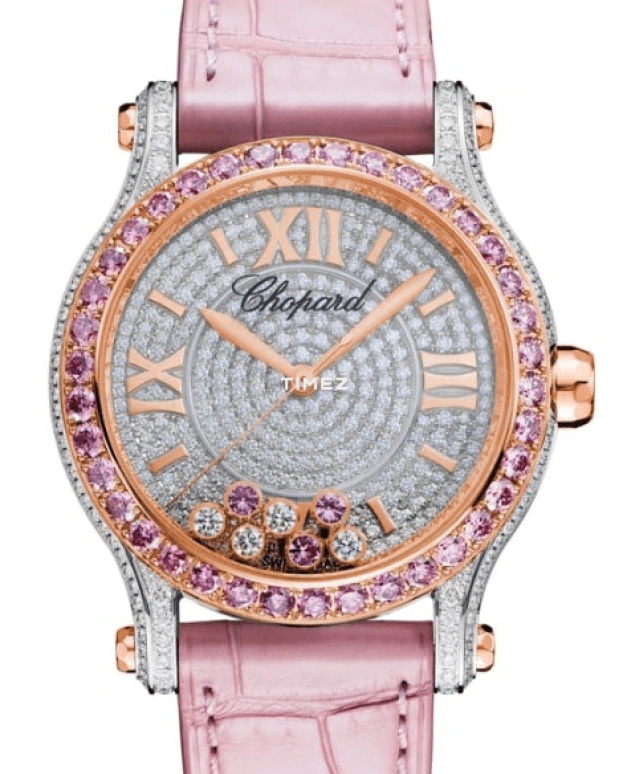 Chopard,Happy Diamonds 36mm,36mm,Rose Gold,White Gold,Silver,Automatic,Sapphire,Crystal Glass,Round,274891,274891-9001