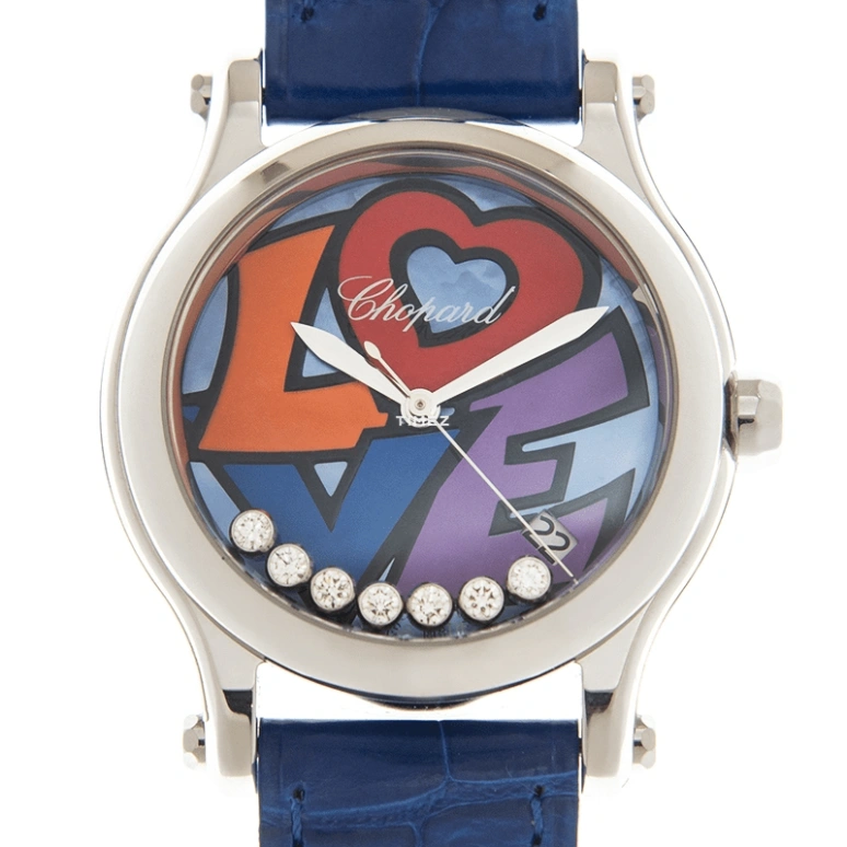 Chopard,Happy Diamonds 36mm,36mm,Stainless Steel,Blue,Automatic,Day,Sapphire,Crystal Glass,278559,278559-3020