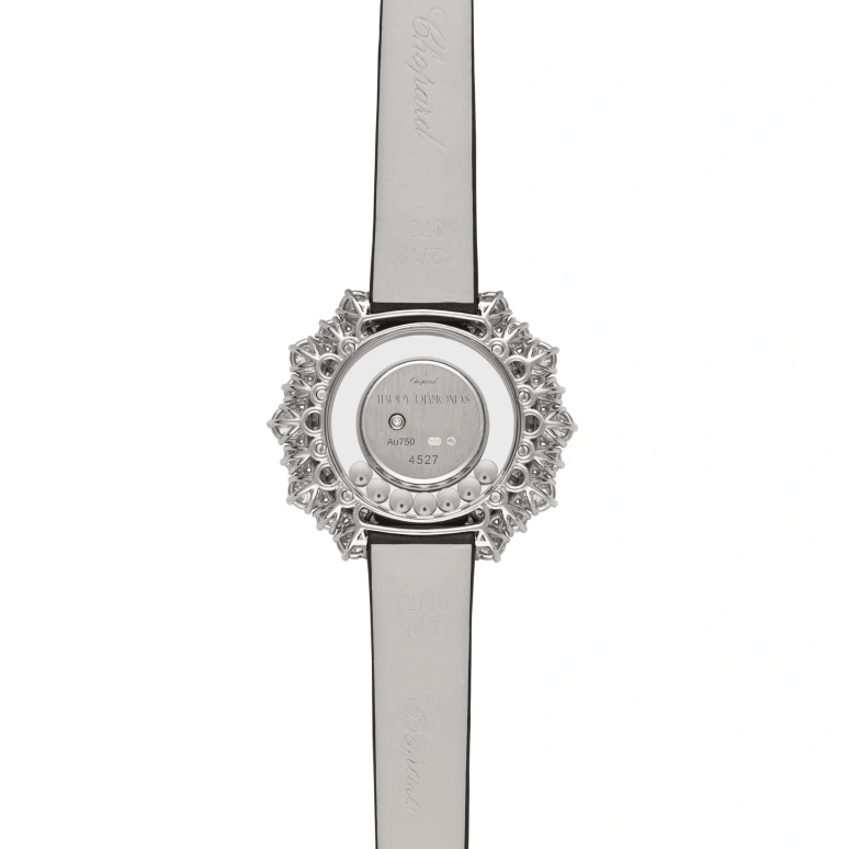 Chopard,Happy Diamonds 36.30mm,36.30mm,White Gold,White,Quartz,Sapphire,Crystal Glass,Round,209436,209436-1002