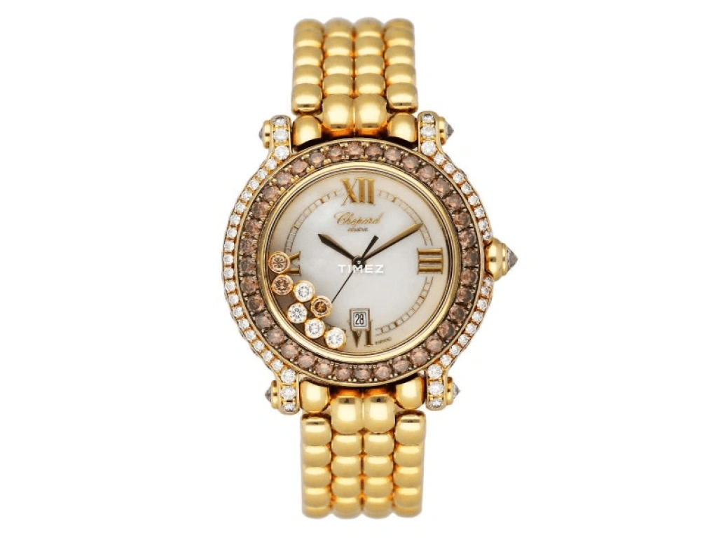 Chopard,Happy Sport 32mm,32mm,Yellow Gold,White,Quartz,Day,Sapphire,Crystal Glass,27,27/6817-52