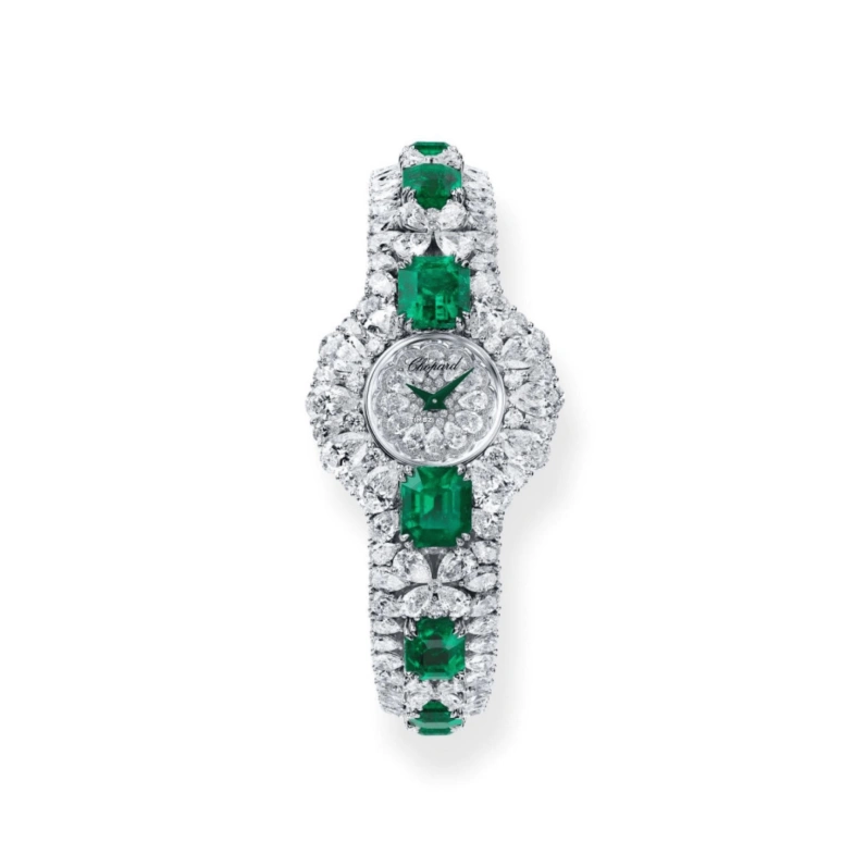 Chopard,High Jewellery 30mm,30mm,White Gold,Silver,Quartz,Round,Silver,Green,104672,104672-1001