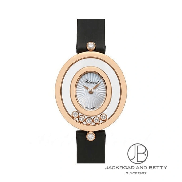 Chopard,Happy Diamonds 28.80x25.80mm,28.80x25.80mm,Rose Gold,Silver White,Quartz,Sapphire,Crystal Glass,Oval,204305,204305-5201