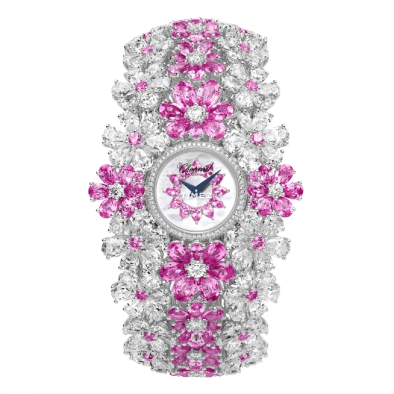 Chopard,High Jewellery 19.60mm,19.60mm,White Gold,White,Pink,Quartz,Sapphire,Other,104056,104056-1001