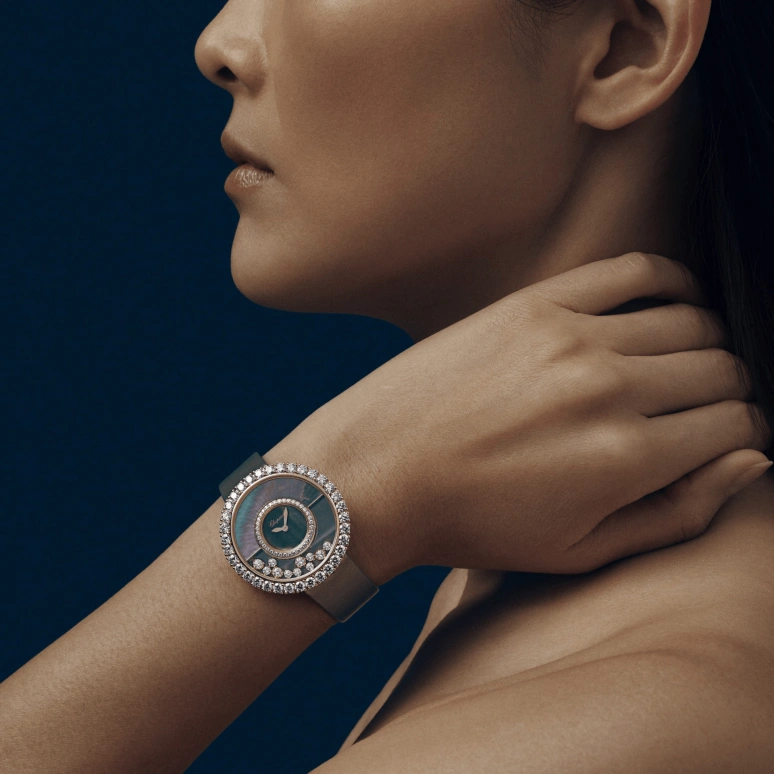 Chopard,Happy Diamonds 38mm,38mm,Rose Gold,Purple Blue,Quartz,Sapphire,Crystal Glass,Round,204035,204035-5001