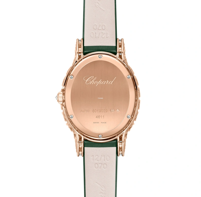 Chopard,L'HEURE DU DIAMANT 34.20mm,34.20mm,Rose Gold,Green,Quartz,Sapphire,Crystal Glass,Oval,139384,139384-5111