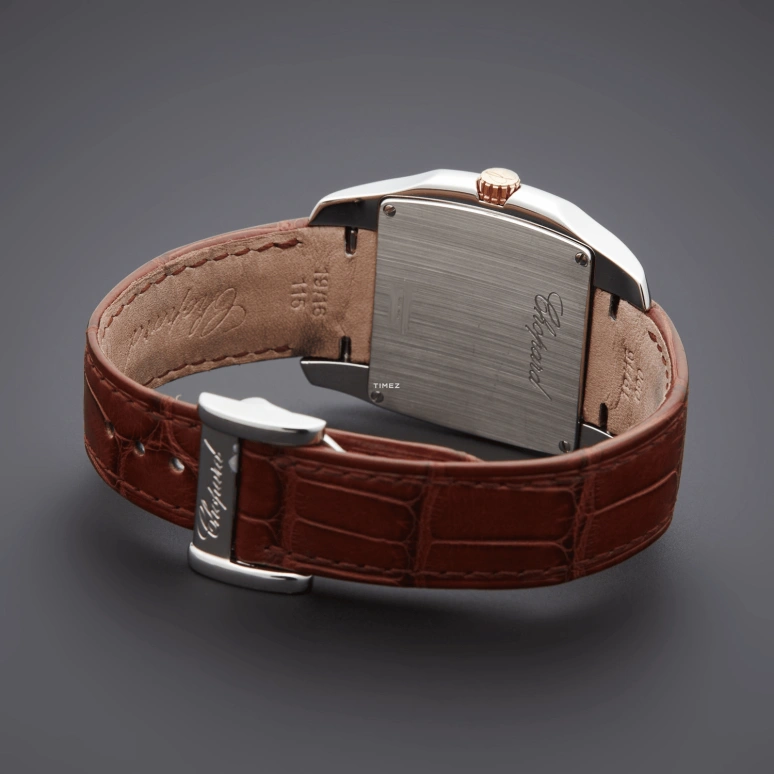 Chopard,Two O Ten 34.80x28.90mm,34.80x28.90mm,Stainless Steel,Rose Gold,Black,Quartz,Day,Sapphire,128473,128473-9001