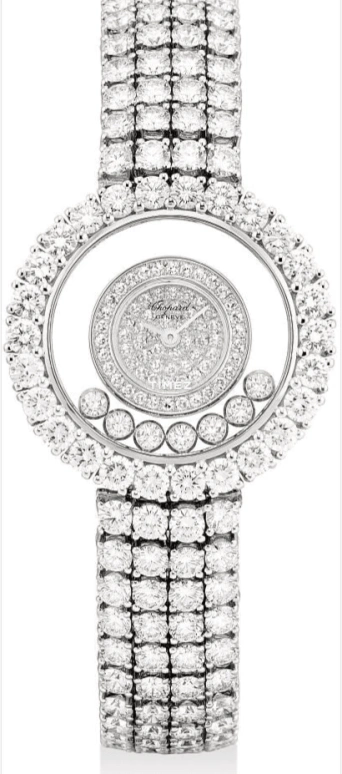 Chopard,Happy Diamonds 27.50mm,27.50mm,White Gold,Silver,Transparent,Quartz,Sapphire,Round,4118,4118-1