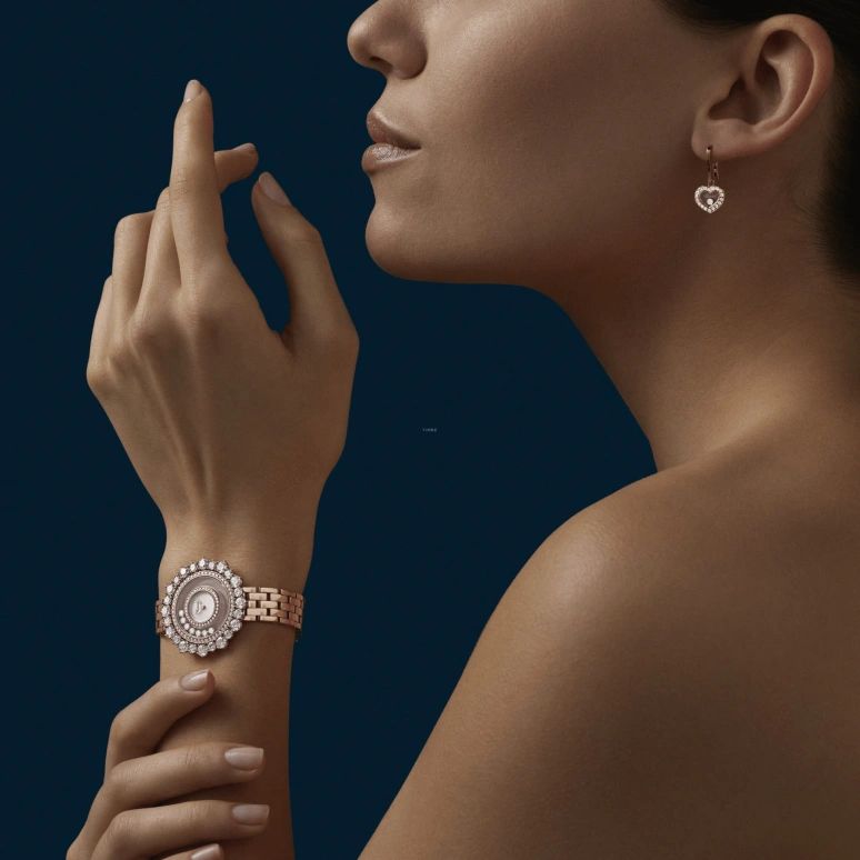 Chopard,Happy Diamonds 36mm,36mm,Rose Gold,White,Quartz,Sapphire,Crystal Glass,Round,209437,209437-5601