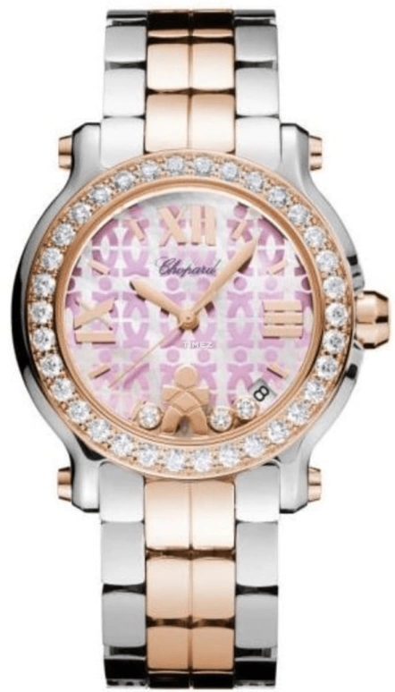 Chopard,Happy Diamonds 36mm,36mm,Stainless Steel,Pink,Quartz,Day,Sapphire,Crystal Glass,278488,278488-6017