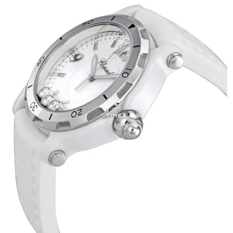 Chopard,Ladies' 38mm,38mm,Stainless Steel,Ceramic,White,Quartz,Day,Sapphire,Crystal Glass,288507,288507-9020