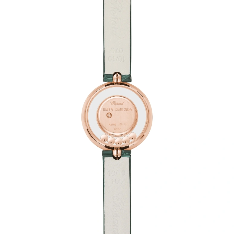 Chopard,Happy Diamonds 25.80mm,25.80mm,Rose Gold,Green,Quartz,Sapphire,Crystal Glass,Round,203957,203957-5209