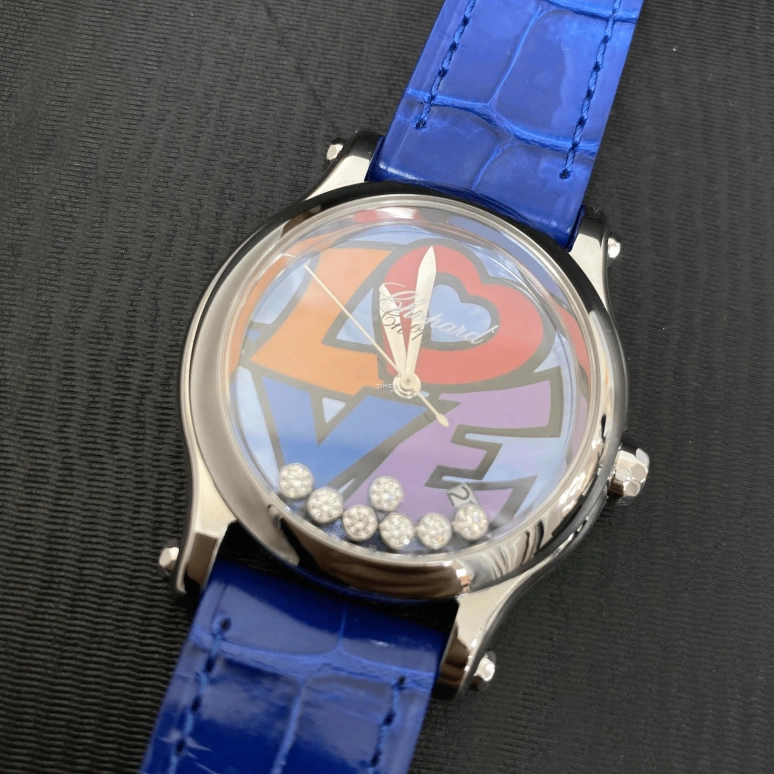 Chopard,Happy Diamonds 36mm,36mm,Stainless Steel,Blue,Automatic,Day,Sapphire,Crystal Glass,278559,278559-3020