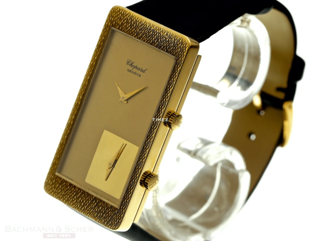 Chopard,Happy Sport 46x24mm,46x24mm,Yellow Gold,Champagne,Handwound,Dule Time,Hardlex,5093,5093/1
