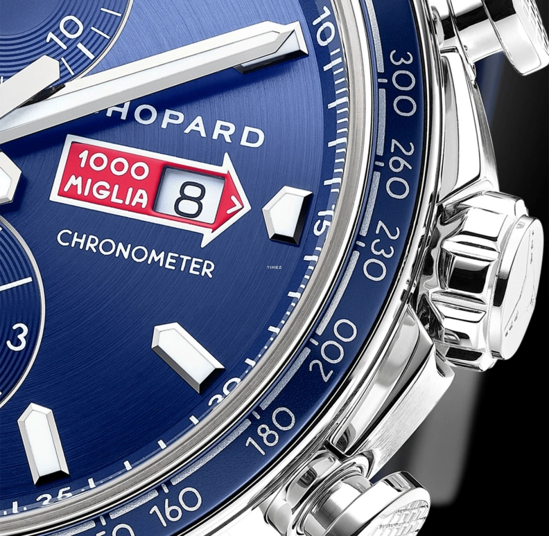 Chopard,Mille Miglia 44mm,44mm,Stainless Steel,Luminous,White,Blue,Red,Automatic,Chronograph,Day,168571,168571-3007