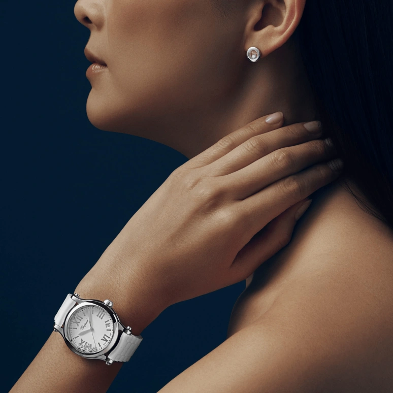 Chopard,Happy Sport 36mm,36mm,Stainless Steel,White,Sapphire,Crystal Glass,Closed,278582,278582-3001