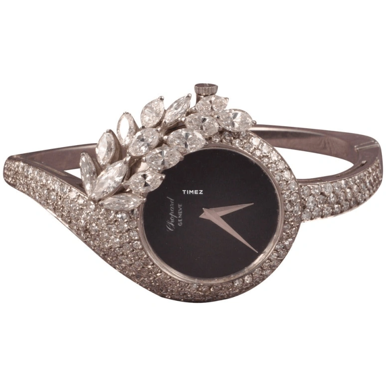 Chopard,Happy Sport 31mm,31mm,White Gold,Black,Handwound,Sapphire,Round,4009,4009/1