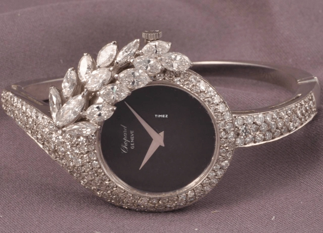 Chopard,Happy Sport 31mm,31mm,White Gold,Black,Handwound,Sapphire,Round,4009,4009/1