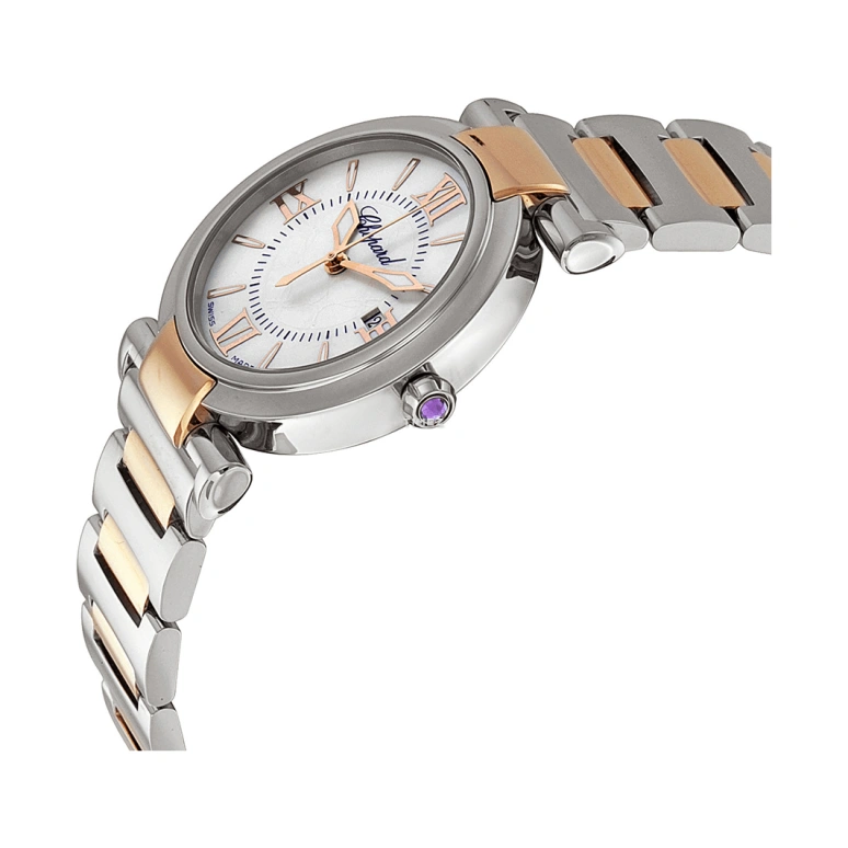 Chopard,IMPERIALE 28mm,28mm,Stainless Steel,Rose Gold,White,Quartz,Day,Sapphire,Crystal Glass,388541,388541-6002