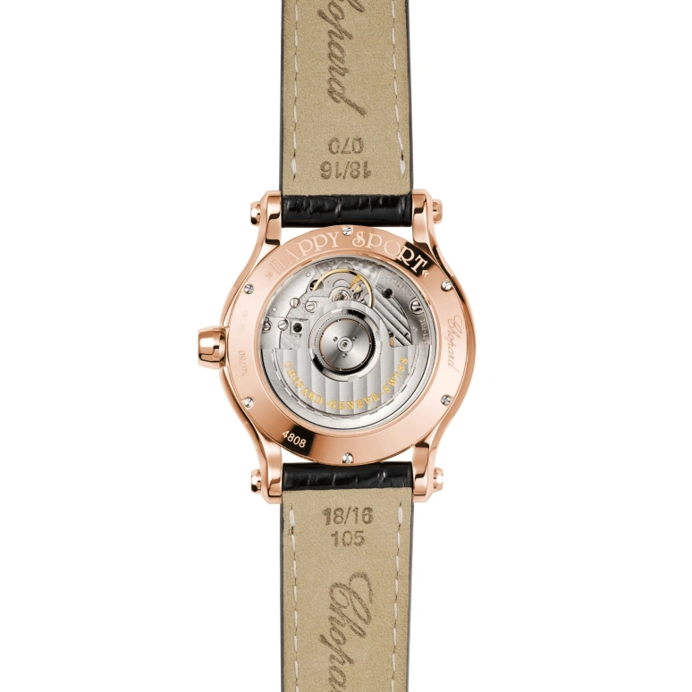Chopard,Happy Sport 36mm,36mm,Rose Gold,Silver,Sapphire,Crystal Glass,274808,274808-5001