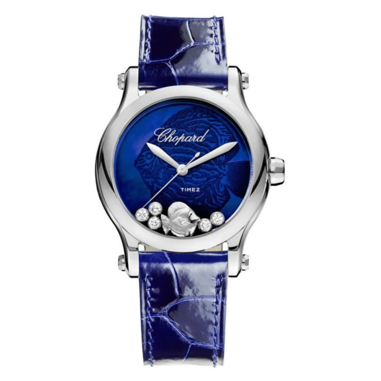 Chopard,Happy Diamonds 36mm,36mm,Stainless Steel,Blue,Automatic,Sapphire,Crystal Glass,Round,278578,278578-3002