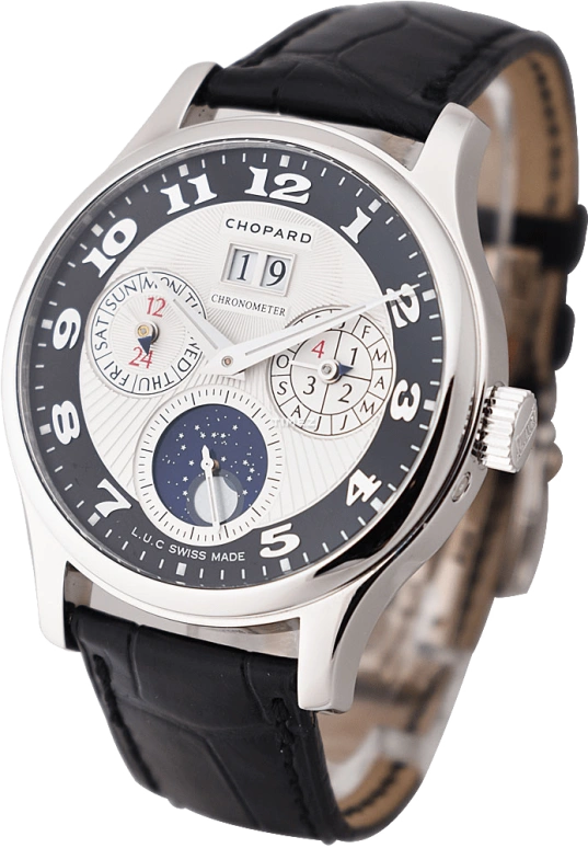 Chopard,L.U.C 40.50mm,40.50mm,Platinum,Silver White,Automatic,Moonphase,Perpetual Calendar,Month,Date,Sapphire,Round,161894,161894-9001