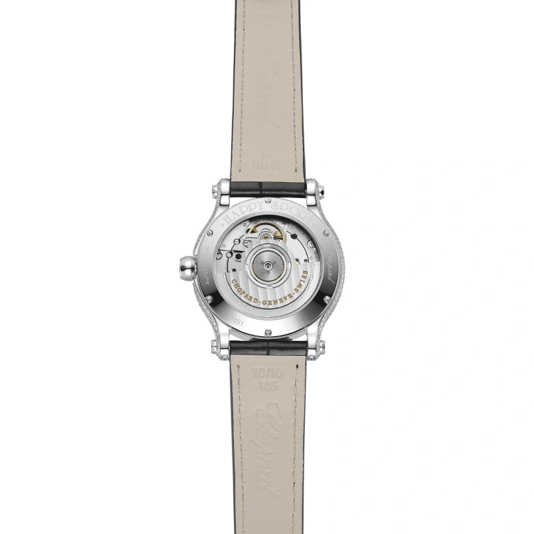Chopard,Happy Sport 36mm,36mm,White Gold,Sapphire,Crystal Glass,Mother of Pearl,Diamonds,Open,274891,274891-1008