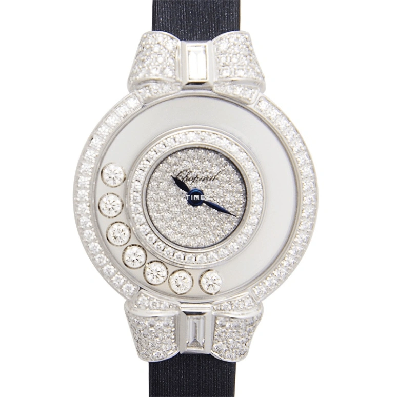 Chopard,Happy Diamonds 25mm,25mm,White Gold,Silver,Quartz,Sapphire,Crystal Glass,Round,205020,205020-1203