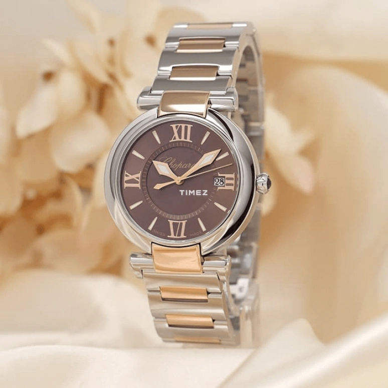 Chopard,IMPERIALE 36mm,36mm,Stainless Steel,Rose Gold,Coffee,Brown,Quartz,Day,Sapphire,388532,388532-6012