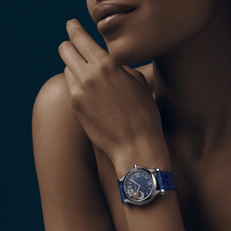 Chopard,Happy Sport 36mm,36mm,White Gold,Blue,Sapphire,Crystal Glass,Open,278559,278559-3011