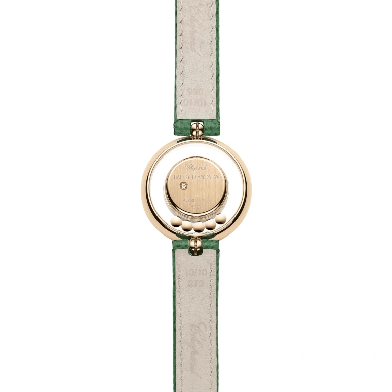 Chopard,Happy Diamonds 25.80mm,25.80mm,Rose Gold,Green,Quartz,Sapphire,Crystal Glass,Round,209415,209415-5002