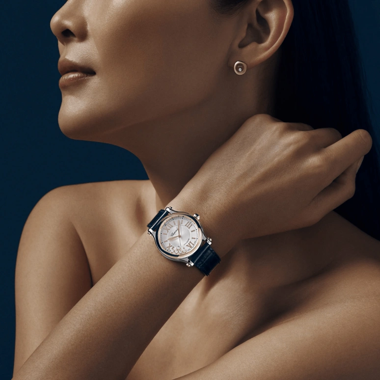 Chopard,Happy Sport 33mm,33mm,Stainless Steel,Ocean Blue,Blue,Silver,Automatic,42hours,In-house Caliber,278608,278608-6001