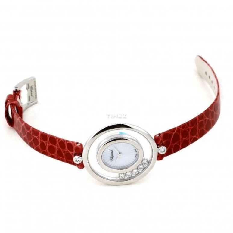 Chopard,Happy Diamonds 26mm,26mm,White Gold,White,Quartz,Oval,Silver,204305,204305-1201