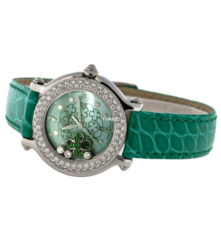 Chopard,Happy Diamonds 32mm,32mm,Stainless Steel,White Gold,Green,Quartz,Sapphire,Round,278429,278429-2001