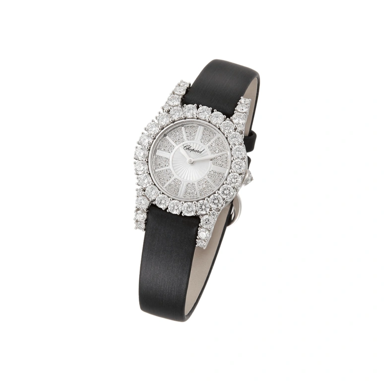 Chopard,Happy Diamonds 30mm,30mm,White Gold,Silver,Automatic,Sapphire,Crystal Glass,Round,139377,139377-1001