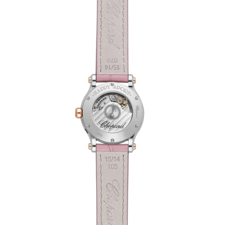 Chopard,Happy Sport 30mm,30mm,Stainless Steel,White,Pink Red,Red,Automatic,42hours,In-house Caliber,278573,278573-6011