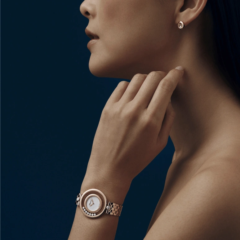 Chopard,Happy Diamonds 32mm,32mm,Rose Gold,Silver White,Quartz,Sapphire,Crystal Glass,Round,209426,209426-5002