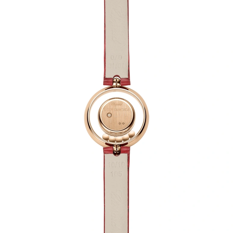 Chopard,Happy Diamonds 25.80mm,25.80mm,Rose Gold,Red,Quartz,Sapphire,Crystal Glass,Round,203957,203957-5210