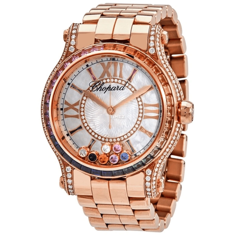 Chopard,Happy Diamonds 36mm,36mm,Rose Gold,White,Automatic,Sapphire,Crystal Glass,Round,274891,274891-5008