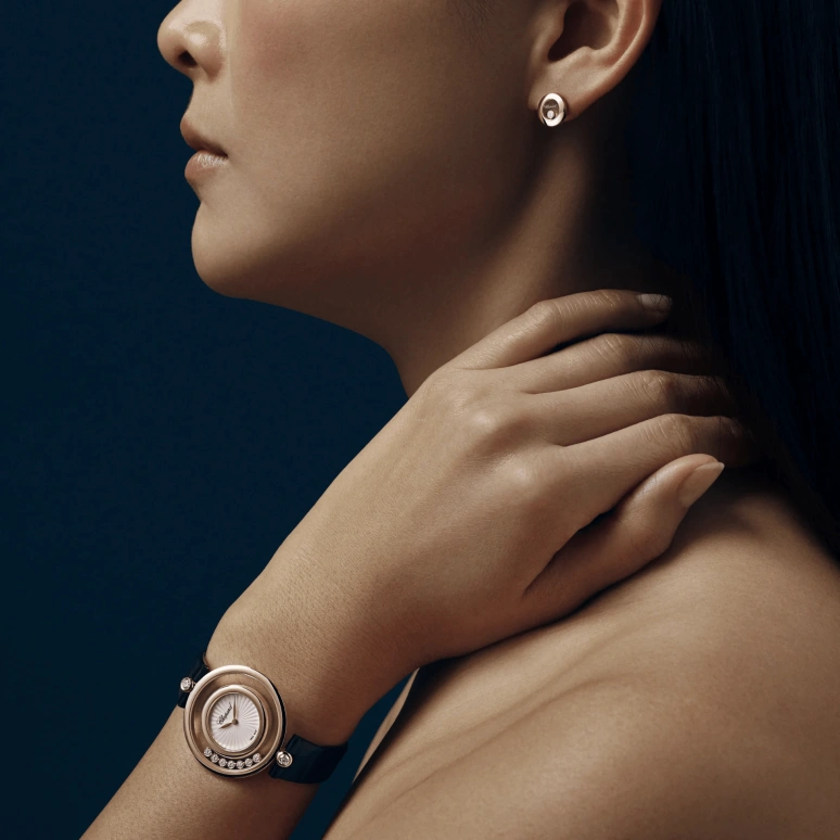 Chopard,Happy Diamonds 32mm,32mm,Rose Gold,White,Quartz,Sapphire,Crystal Glass,Round,209426,209426-5001