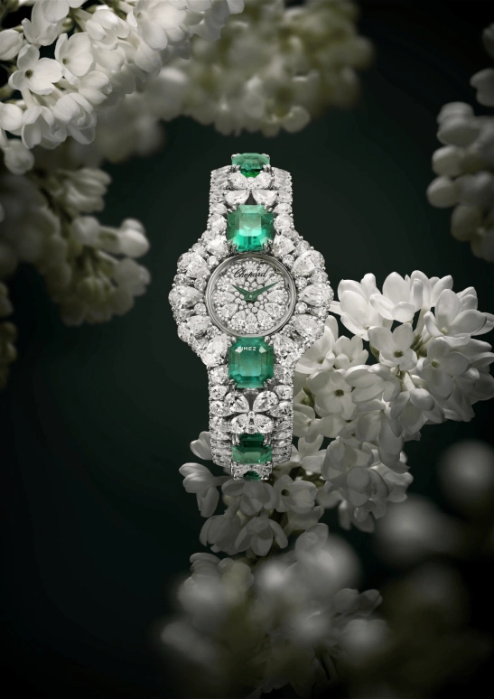 Chopard,High Jewellery 30mm,30mm,White Gold,Silver,Quartz,Round,Silver,Green,104672,104672-1001