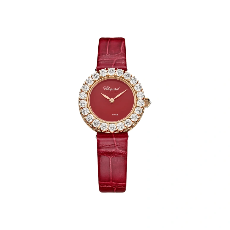 Chopard,L'HEURE DU DIAMANT 26mm,26mm,Rose Gold,Red,Handwound,45hours,In-house Caliber,13A178,13A178-5308